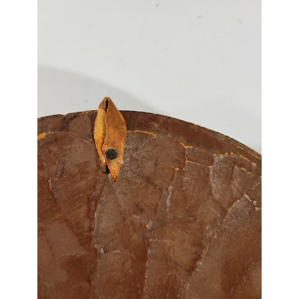 African Wooden Tribal Mask Round Face Black Brown Ghana Souvenir Wall Decor 11